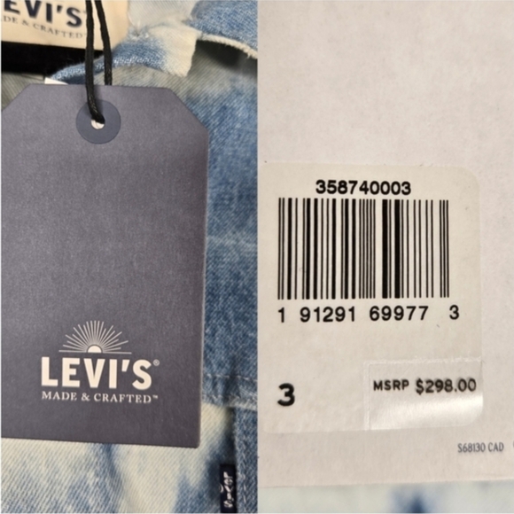 NEW $298 Levi's Size XL Made & Crafted Trucker Jean Jacket Blue Tie Dye Womens - Picture 5 of 15